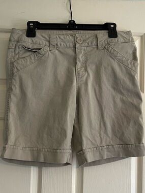 BeBop Beige Roll-Cuff Bermuda Shorts